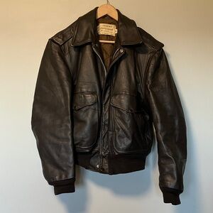 Schott NYC IS 674 MS Brown Leather Bomber Flight Jacket